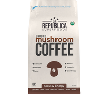 Load image into Gallery viewer, La Republica organic mushroom ground coffee Super 7 blend bag