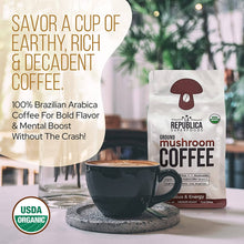 Load image into Gallery viewer, La Republica Organic GROUND Coffee w Full-Fruiting Mushrooms